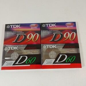 4 Single SEALED TDK D60 Type I Normal Bias High Output Audio Cassettes Tapes D90